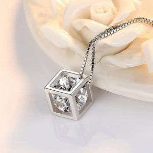 Hollow Cubic Zirconia Shape Pendant Necklace